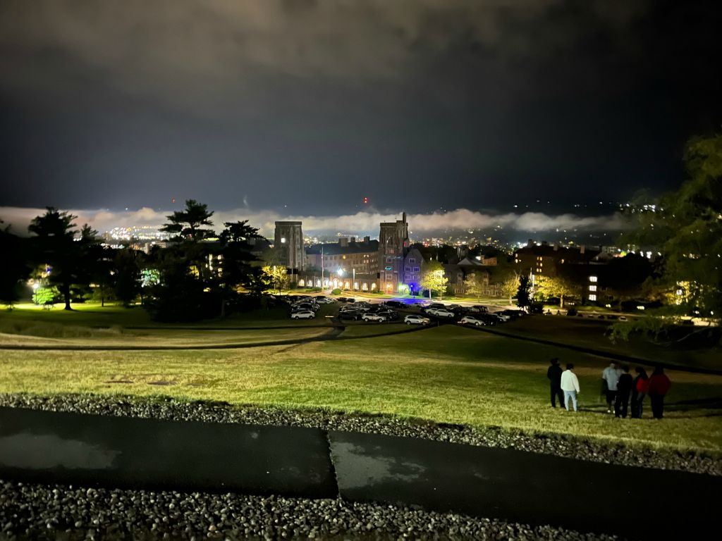Fantastic view to downtown Ithaca from Libe Slope during the Reunion tent parties